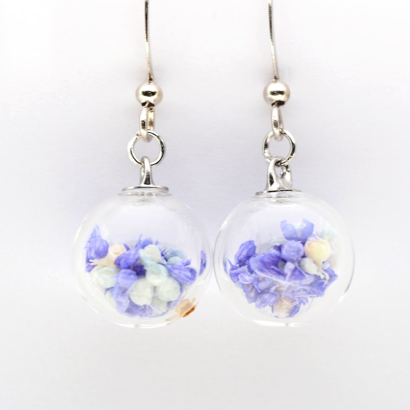 OMYWAY Handmade Dried Flower - Glass Globe - Earrings 1.2cm - Earrings & Clip-ons - Glass 