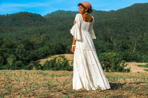 Bohemian Long Dress, Long Sleeves Dress, Lace Bohemian Dress, Maxi Boho  Dress, M - Shop Earthernwear One Piece Dresses - Pinkoi