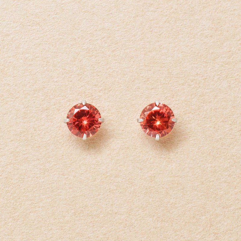 【Second Earrings】 鉑金合成帕帕拉恰藍寶石耳環 - 耳環/耳夾/耳骨夾 - 貴金屬 