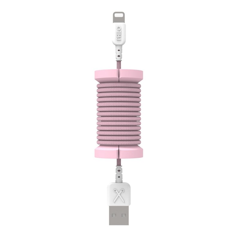 【福利品】義大利PHILO Lightning - USB 繽紛傳輸線 1M 玫瑰金 - 行動電源/充電線 - 塑膠 粉紅色