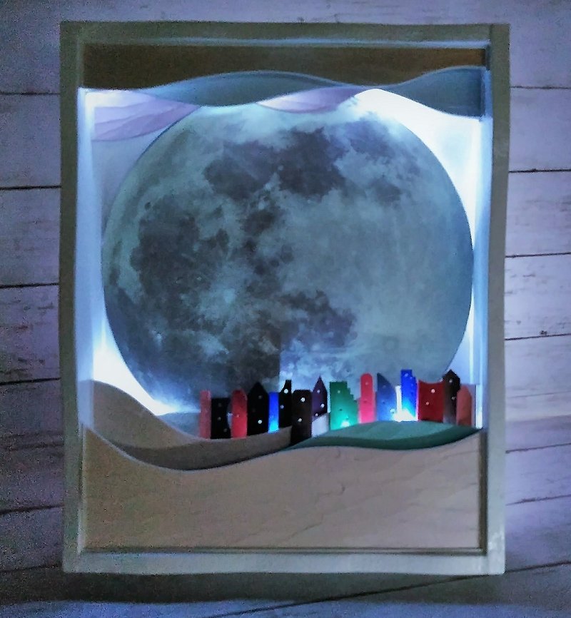 涼やかに輝く満月のもと  街輝 - 照明・ランプ - 木製 ブルー