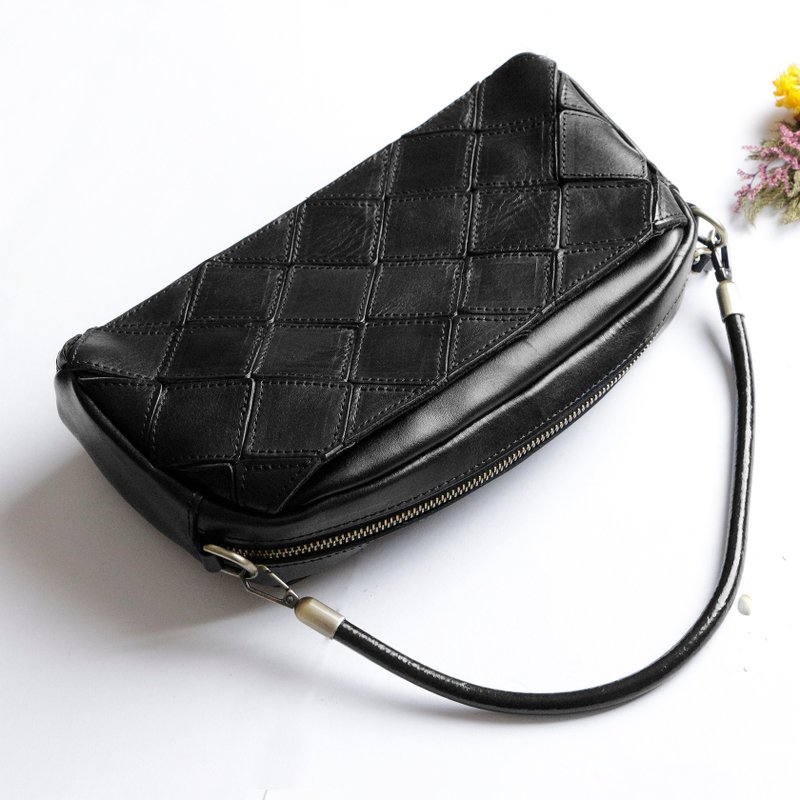 2wayレザーショルダーバッグ斜め掛け大人カジュアルバッグ　出会いバッグ ブラック - ショルダーバッグ - 革 ブラック