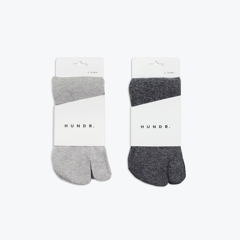 [Special Package] HUNDR. Lightweight shock-absorbing antibacterial cotton tabi socks-2-piece set - ถุงเท้า - ผ้าฝ้าย/ผ้าลินิน สีเทา