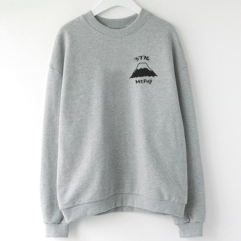 Pocket Mt Fuji 3776 gray sweatshirt - Women's Tops - Cotton & Hemp Gray