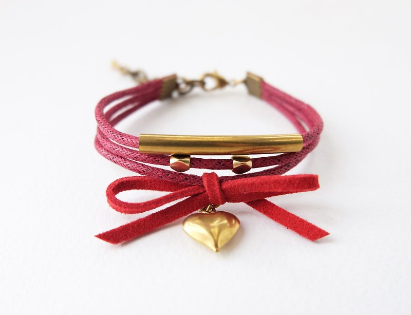 Red triple layers brass materials and nautical charm bracelet - Bracelets - Other Materials Red