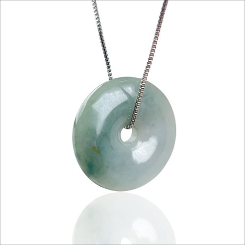 瓔珞珠寶盒 E.L.Jewelry Box 【願‧平安】飄綠花翡翠平安扣項鍊 | 天然緬甸玉翡翠A貨 | 送禮