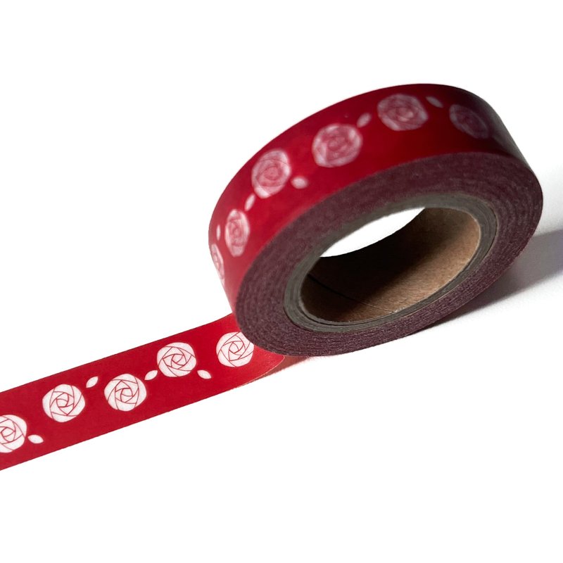 White rosy masking tape - 紙膠帶/和紙/PET - 紙 紅色