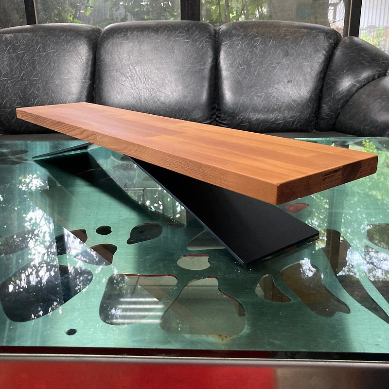 Iron wood and balance frame table display rack table shelf furniture rack shelf - Dining Tables & Desks - Wood Brown