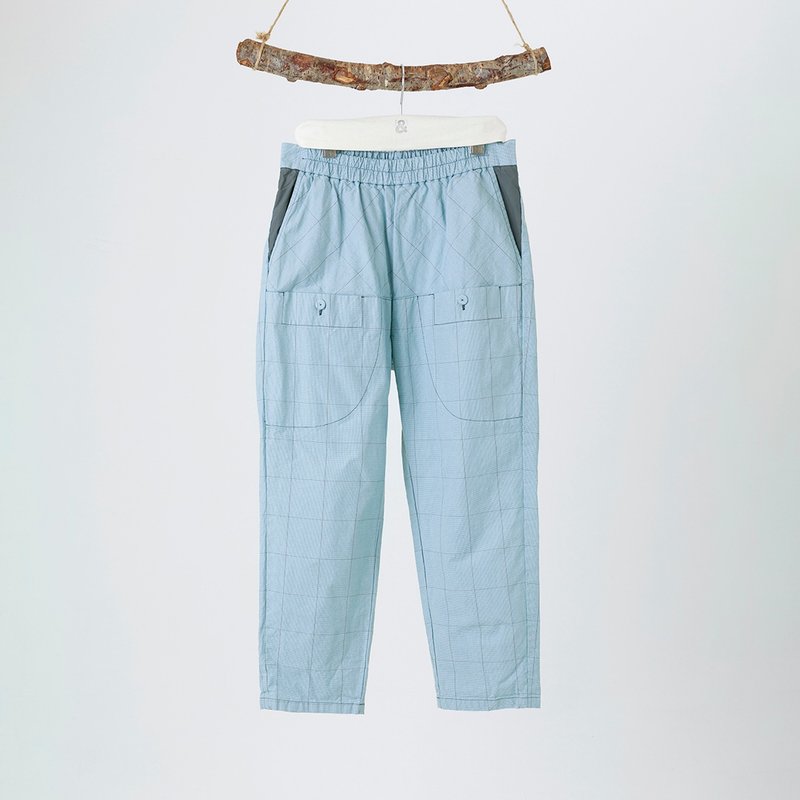 Unconventional multi-pocket tapered trousers - กางเกงขายาว - ผ้าฝ้าย/ผ้าลินิน สีน้ำเงิน