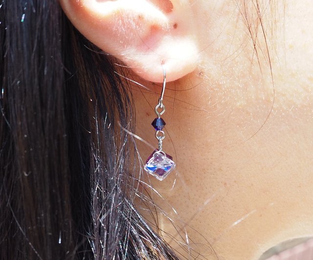 薔薇の転写グラデーションピアスイヤリング