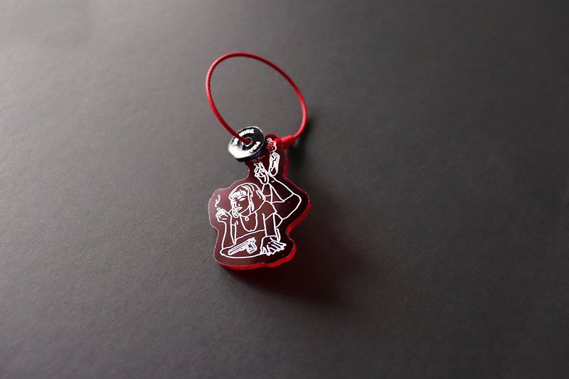 【Pulp Fiction】Movie Illustration Key Chain - Keychains - Acrylic Red