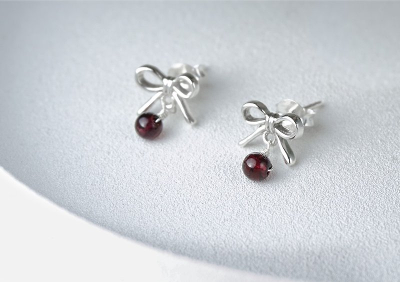 BR "FRUCTUS jingle" 925 Natural stone earrings Valentine's gift - Earrings & Clip-ons - Gemstone Red