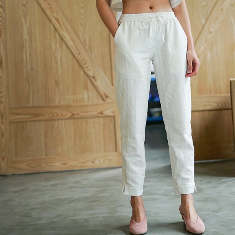 Light and nothing Rêveur | White is particularly good to wear cotton and linen elastic waist pants - Women's Pants - Cotton & Hemp White