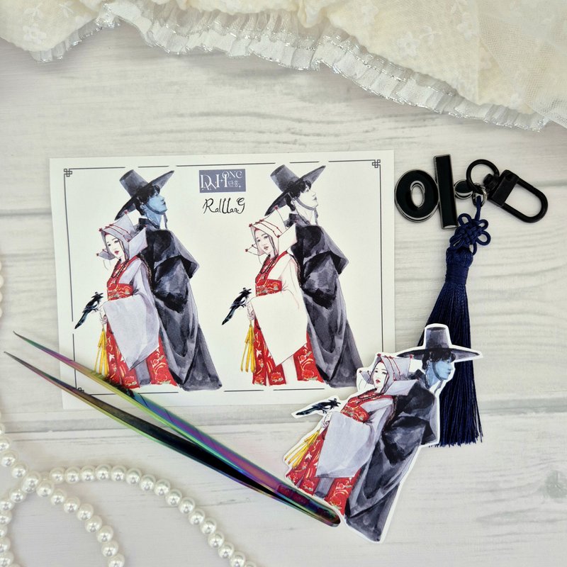 raillang_Oriental hanbok Sticker_mudang couple - 貼紙 - 紙 