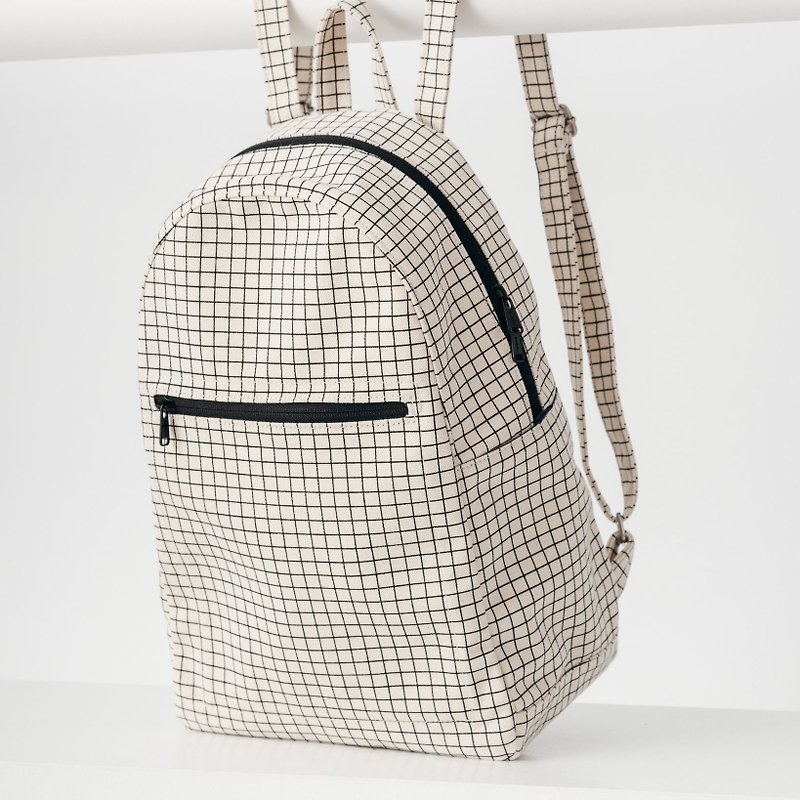 BAGGU Backpack - Square - กระเป๋าเป้สะพายหลัง - ผ้าฝ้าย/ผ้าลินิน ขาว
