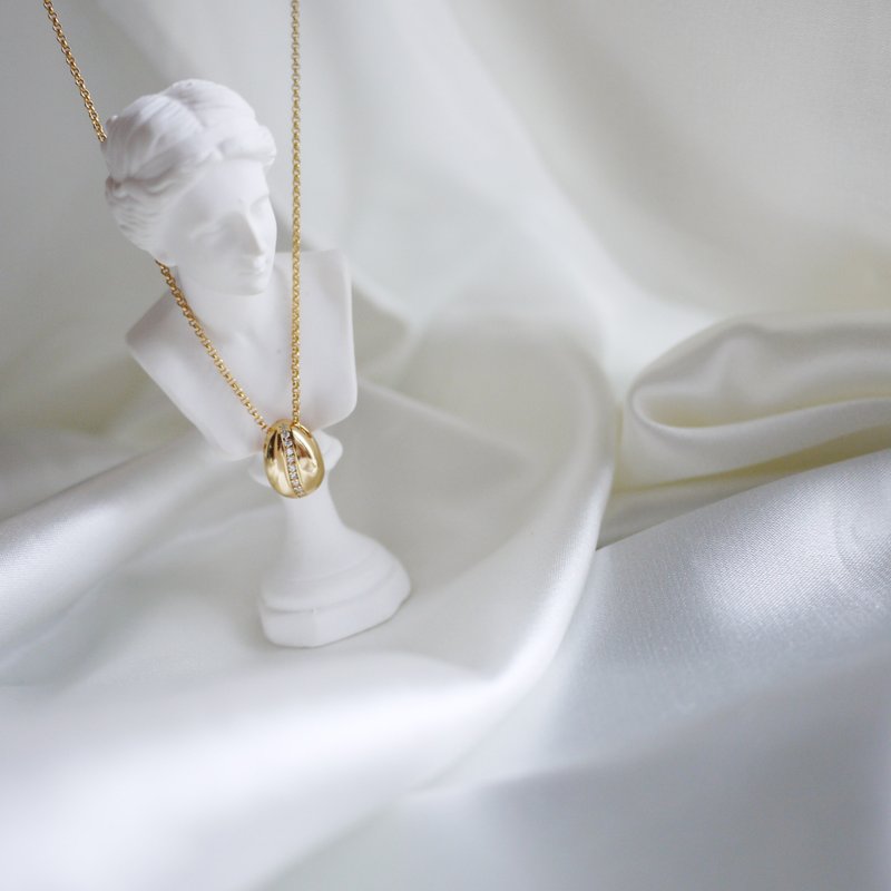 咖啡豆設計銀鍍金項鍊 - 項鍊 - 其他金屬 金色