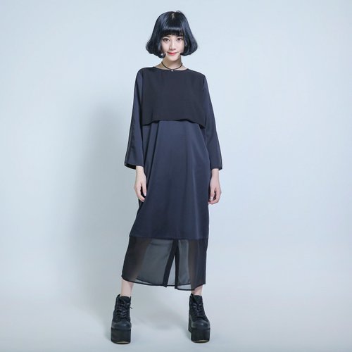 SU: MI said Truth truth material splicing dress _6AF108_ black