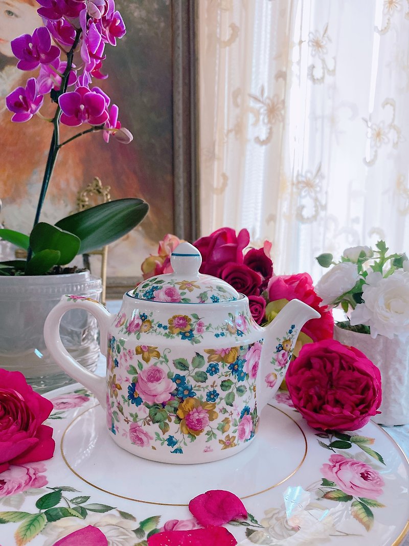 British bone china Sadler rose garden flower teapot coffee pot single pot double pot stock - ถ้วย - เครื่องลายคราม หลากหลายสี