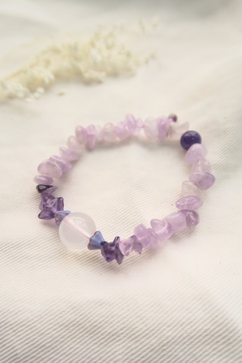 【Lifestyle • Small hand】 Lavender Amethyst / Amethyst / Pink / Purple Mountain / Female Bracelet - Bracelets - Gemstone Purple