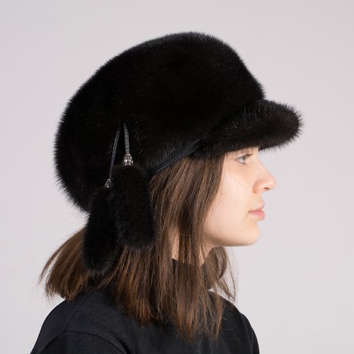 FurStyleUA Woman Fashion Winter Fur Mink Cap From 100% Real Luxury Mink Ladies Hat's