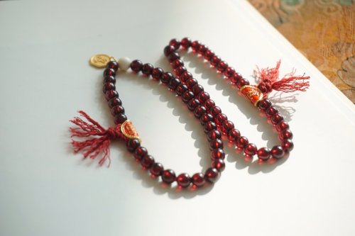 Angel's tears 天使之淚 Jewelry Design 5mm天然原礦石榴石 純銀太歲令餃子設計單圈手串s