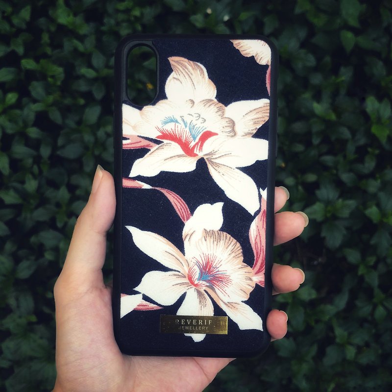 Fabric Fabric Series Flower Phone Case-The Azalea (Pink) iphone X/8plus/8/7/7plus/6plus/6 - เคส/ซองมือถือ - ผ้าฝ้าย/ผ้าลินิน สีน้ำเงิน