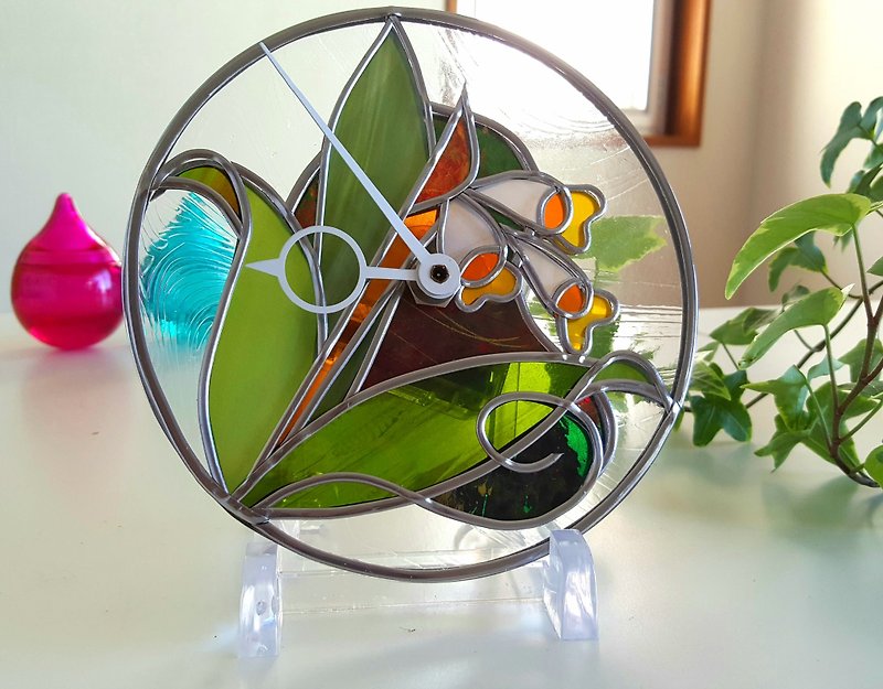 Round acrylic watch 　putting, hanging dual purpose　Moon Peach　 - Clocks - Acrylic Multicolor
