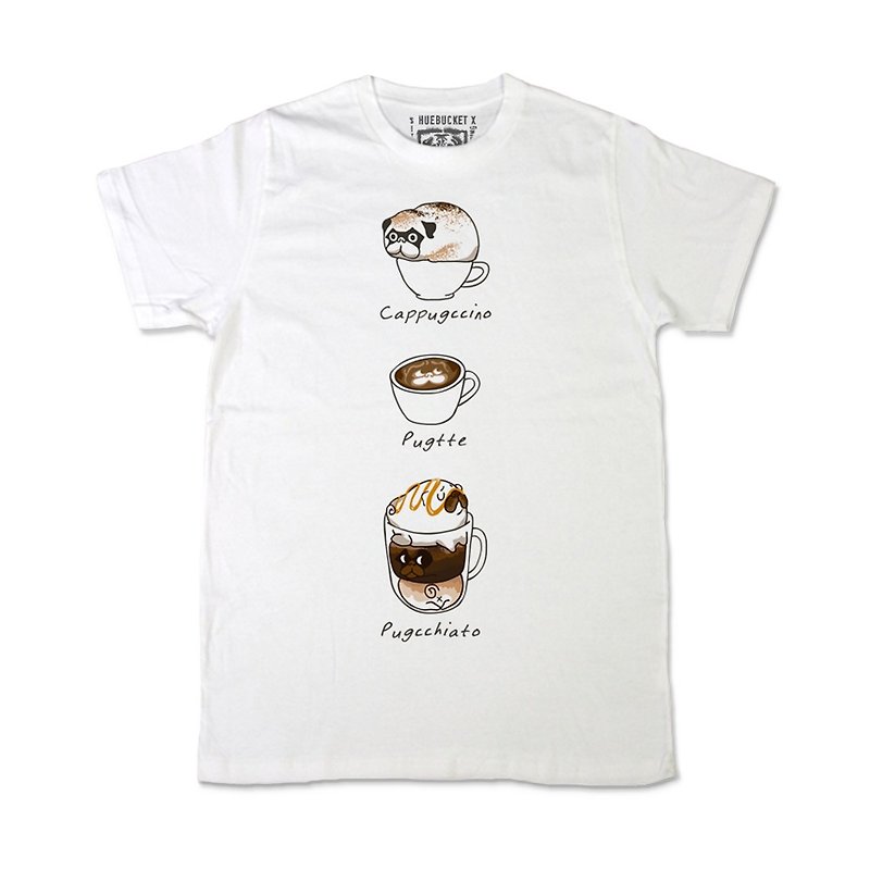 PUG Life • MY FAVORITE COFFEE • Unisex T-shirt - T 恤 - 棉．麻 白色
