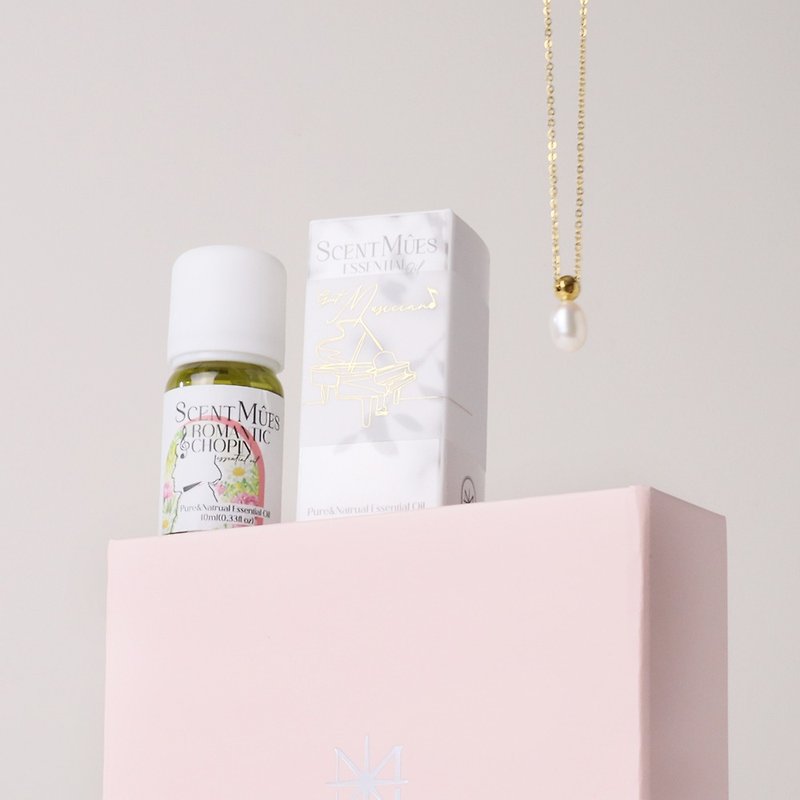 Xin Ai Fragrance Essential Oil Necklace Gift Box 18K Pearl Style Expansion Necklace X Pure Essential Oil Natural Freshwater Pearl - สร้อยคอ - ไข่มุก สึชมพู