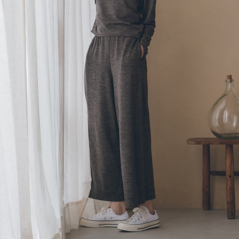 【MACACA】Wood Tone: Free Wide Pants-BFE8412 Ebony Brown - Women's Pants - Polyester Brown