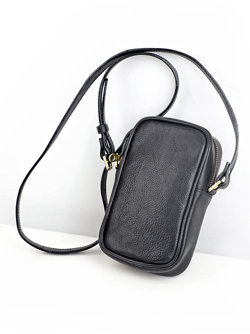 Piboles 真皮手機包 植鞣牛皮手機袋 零錢包卡包 單肩包 斜跨包 小方包