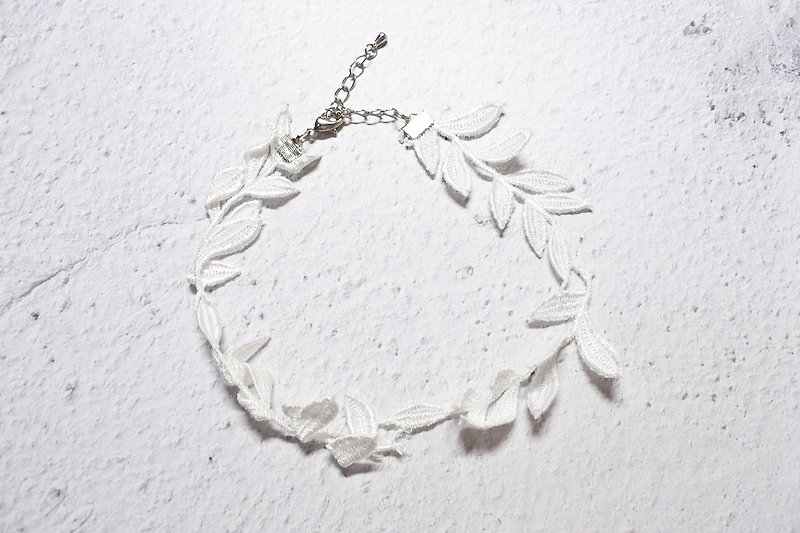 【葉的白日夢】編織頸鍊 - 項鍊 - 繡線 白色