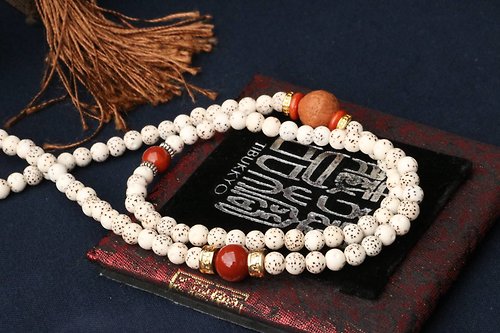星月の菩提子の108個の天珠紅瑪瑙の手の鎖 - ブレスレット