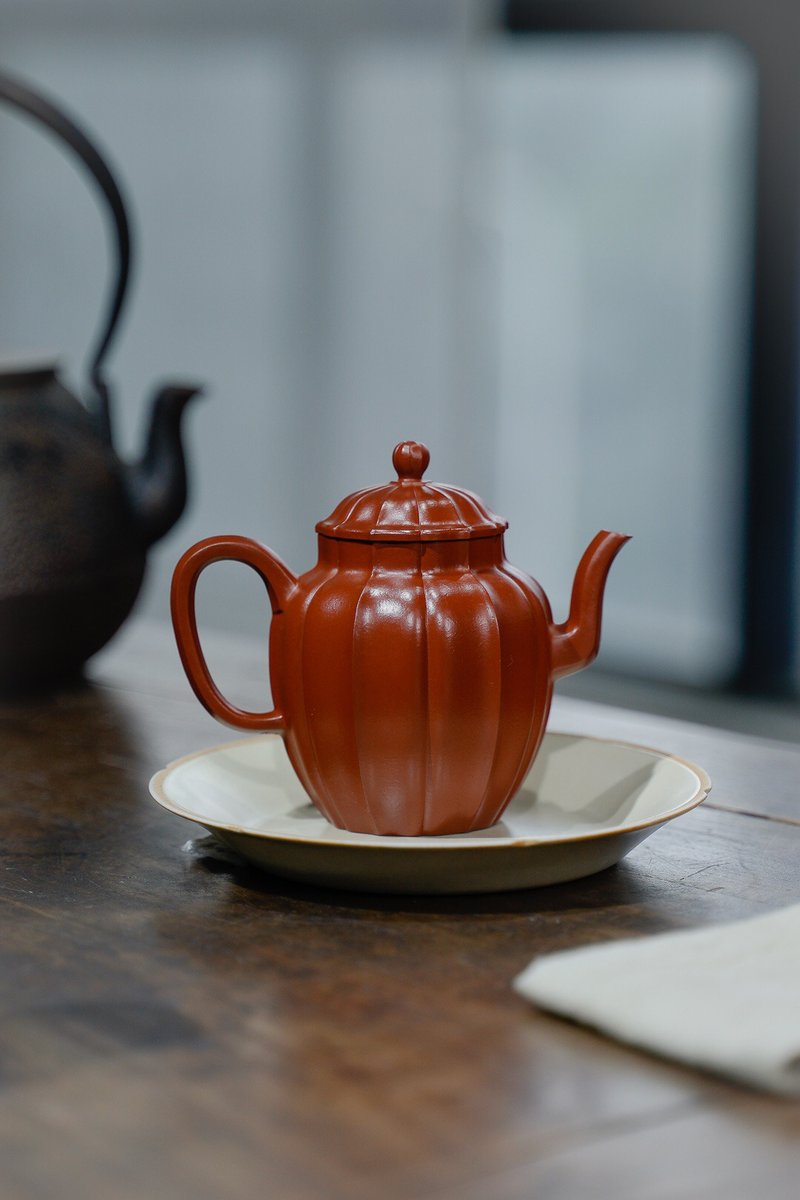 筋紋高菱 原礦朱泥 225c 7孔 陳峰制 - 茶壺/茶杯/茶具 - 陶 