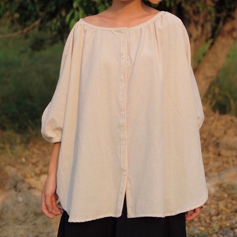 Natural white cotton clothing, oversize style. - Women's Tops - Cotton & Hemp White