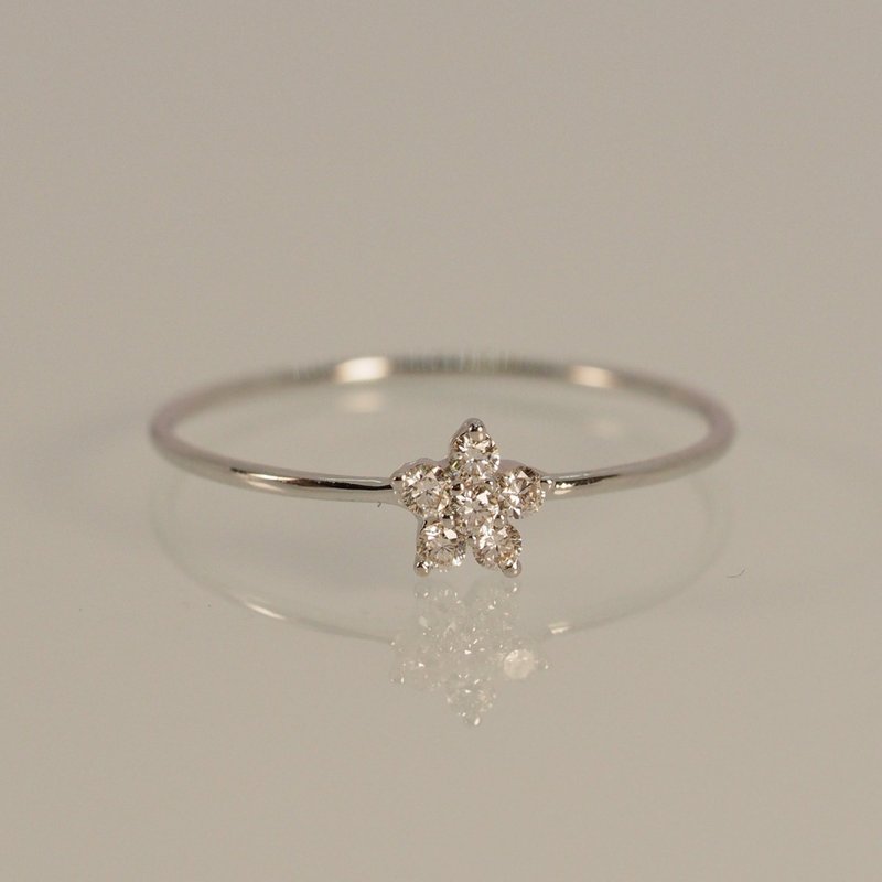 18K金櫻花超薄鑽石戒指 Sakura Ultrathin Diamond Ring - 戒指 - 貴金屬 