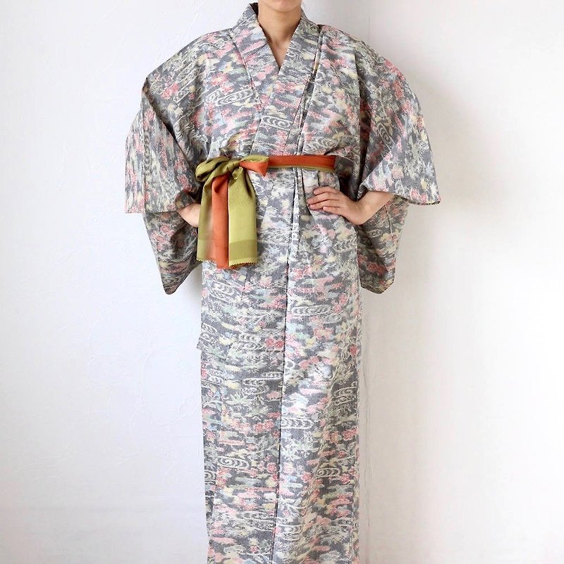 light gray kimono, classic Japanese kimono, wool kimono, winter kimono /1816 - Evening Dresses & Gowns - Polyester Gray