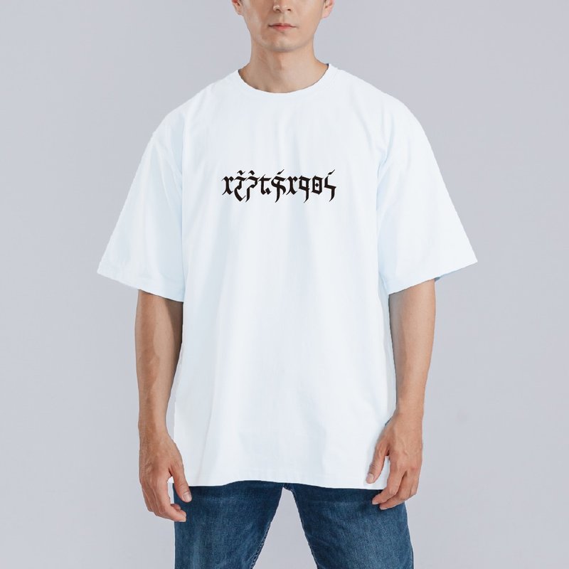 我是台灣人 精靈文 注音 衣服 落肩 厚磅 寬版 T恤 吸濕排汗 白T - 男 T 恤 - 棉．麻 多色