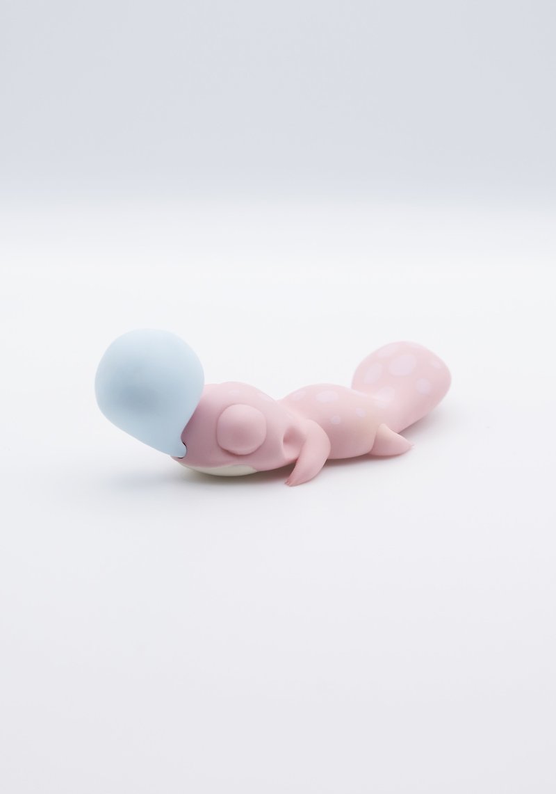 オリジナルハンドメイドドール - Sleeping Pink Gecko - 1pc - 人形・フィギュア - レジン ピンク