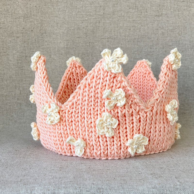 Baby headband crown, Newborn props, 1st birthday crown, Birthday baby hairband - Baby Hats & Headbands - Cotton & Hemp Pink