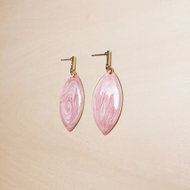 Vintage pink drip glaze short stick eye earrings - Earrings & Clip-ons - Pigment Pink