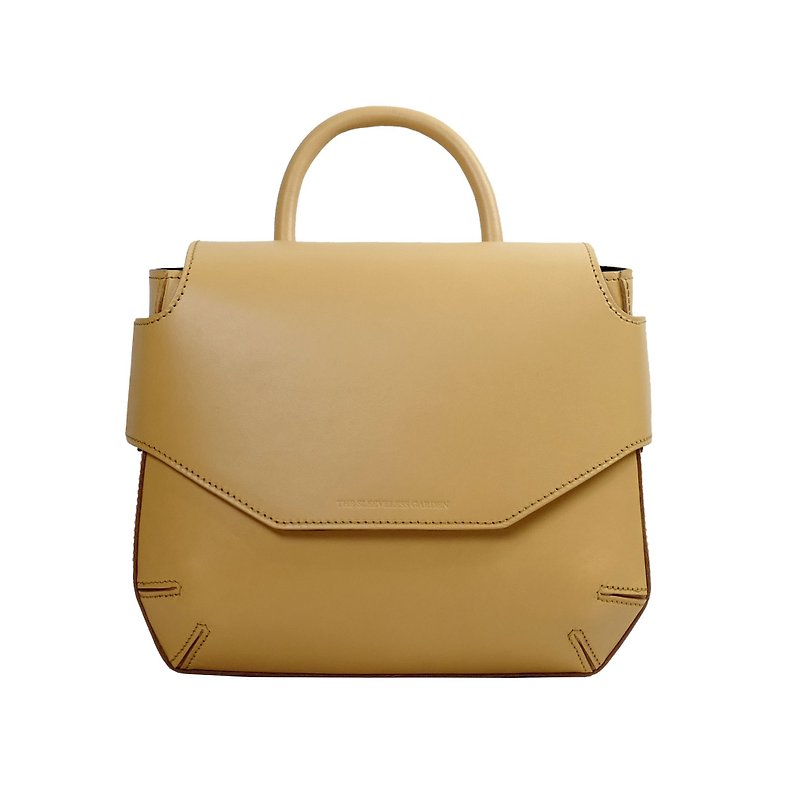 POMOLO shoulder leather bag /Tan - กระเป๋าถือ - หนังแท้ สีส้ม