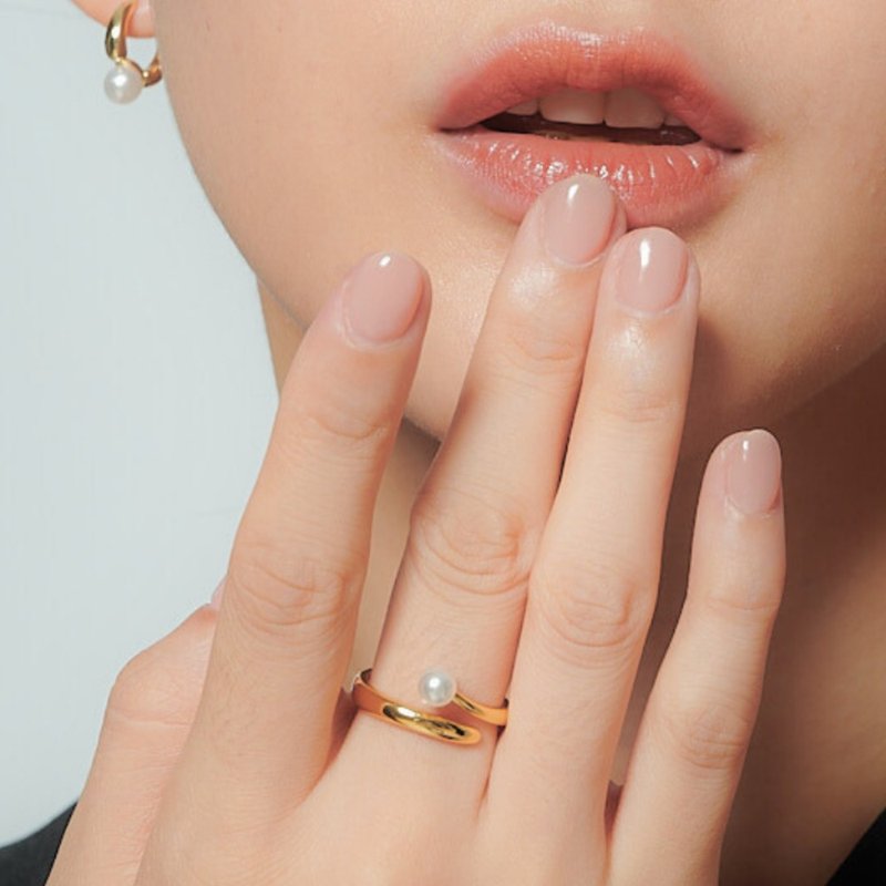 Minimal simple pearl ring - General Rings - Copper & Brass Gold