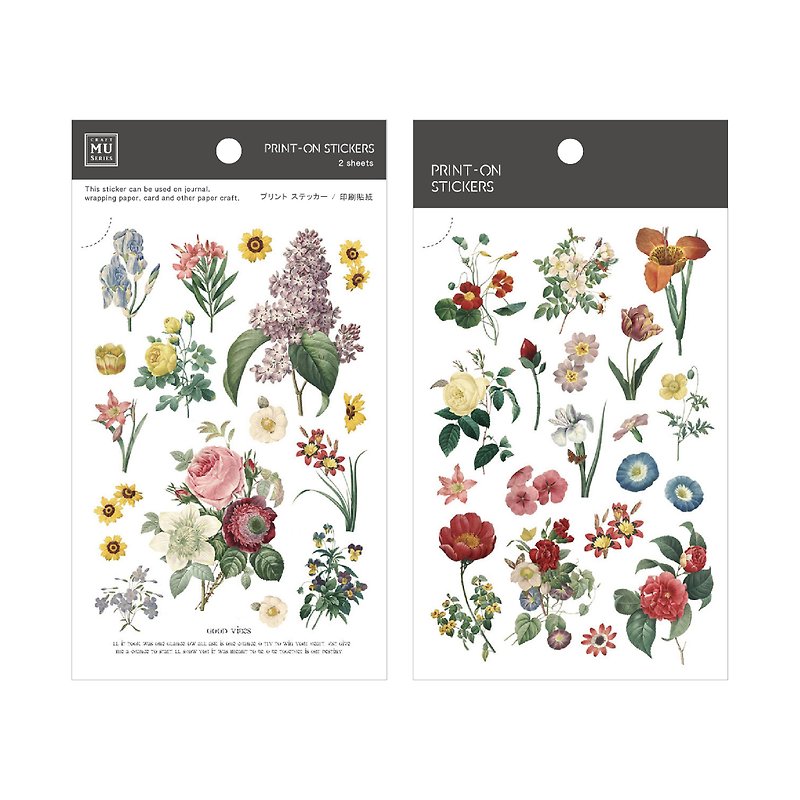 【Print-On Stickers 轉印貼紙】no.46-復刻花卉 | 花草系列 - 貼紙 - 其他材質 紅色