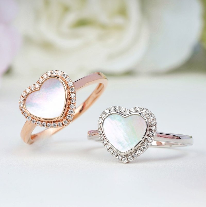 Mother-of-pearl 18K gold diamond ring - General Rings - Pearl 