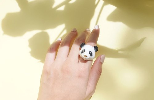 GOODAFTERNINE Pete Panda Ring, Panda Ring, Handcrafted Enamel, Panda lover