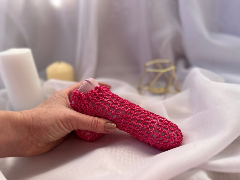 Hot pink mesh Peter heater. Silk Willy warmer. Sexy man underwear viva magenta - Adult Products - Cotton & Hemp Red