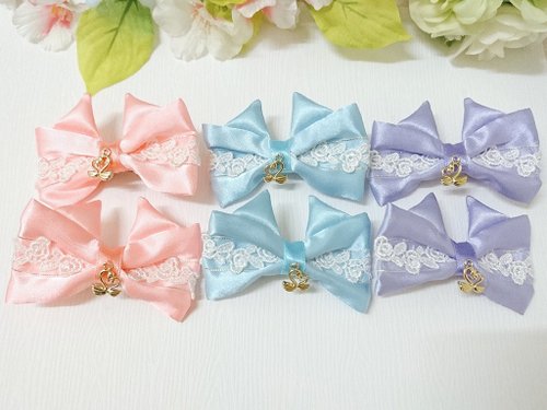 喵島服裝工作室 【貓の花嫁】甜美玫瑰愛戀貓耳緞布髮夾丨甜美蘿莉塔Lolita