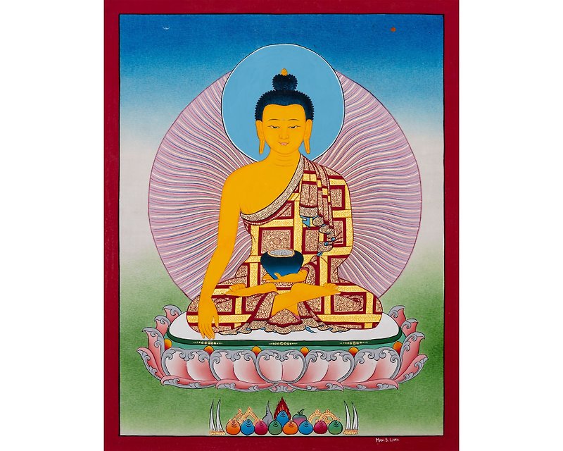 釈迦牟尼仏のタンカ 西蔵仏教の手描き絵 - ウォールデコ・壁紙 - その他の素材 多色