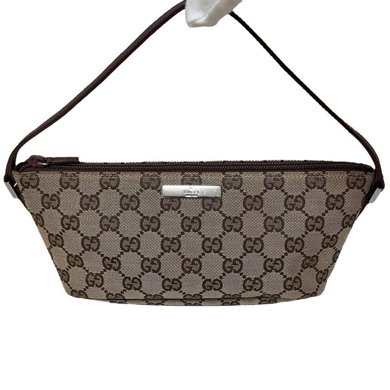 本物 GUCCI グッチ アクセサリーポーチ ハンドバッグ GG キャンバス レザー ベージュ ブラウン 07198 中古 - 手提包/手提袋 - 其他材質 